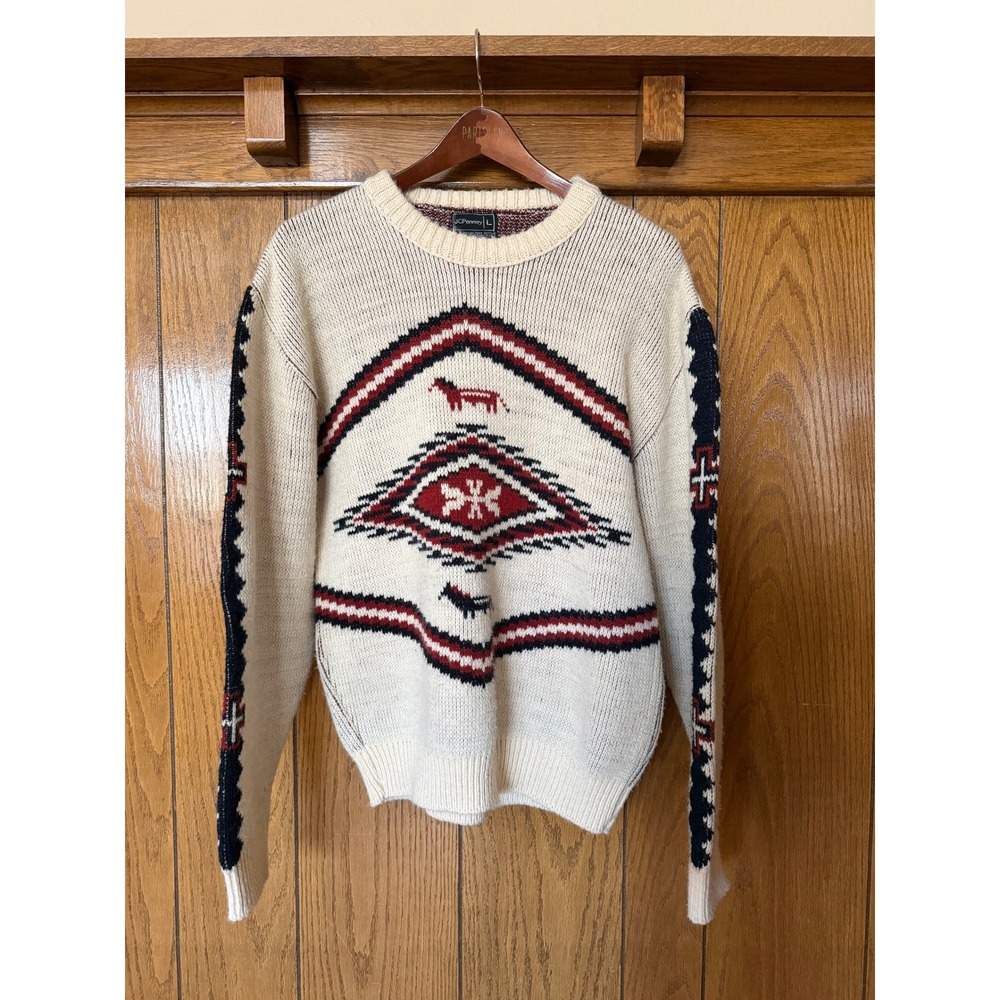 Vintage JCPenney Wool Southwest Aztec Sweater Western Knit Sz L